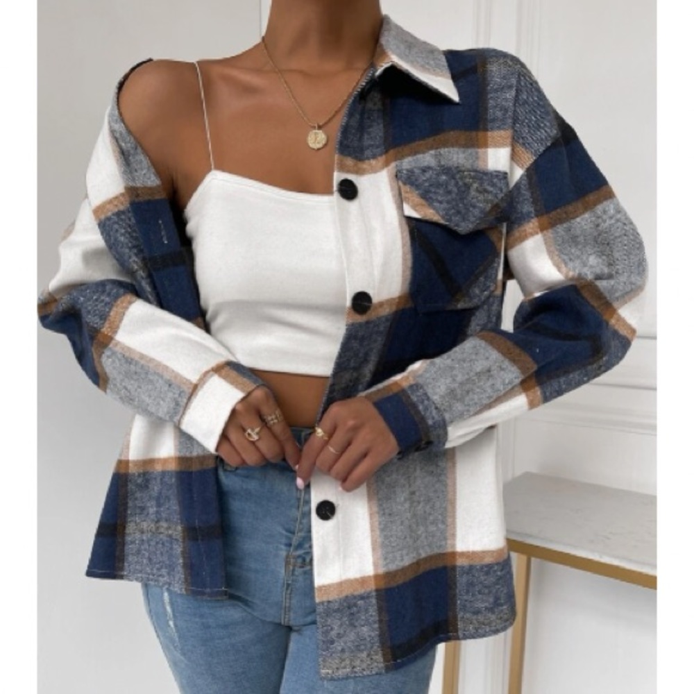 Plaid button down jacket - Picture 1 of 6